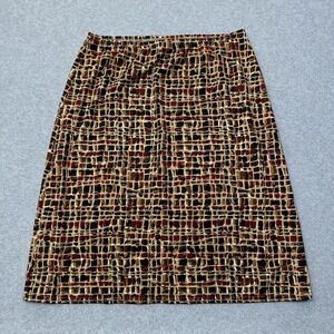 Vintage G.A.S. Skirt Womens Large Brown Red Abstract Print Pull On USA 2001 Poly